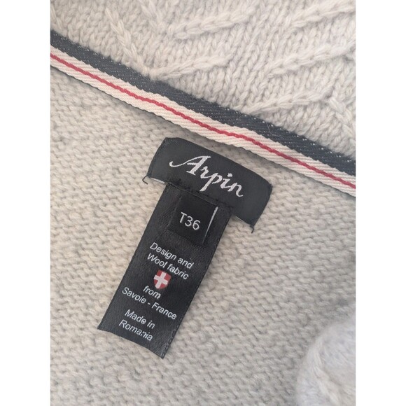 ARPIN 1817 France Sweater Full-Zip Jacket Extra Fine Wool Sz T36 -SM Cream Knit - Picture 16 of 16